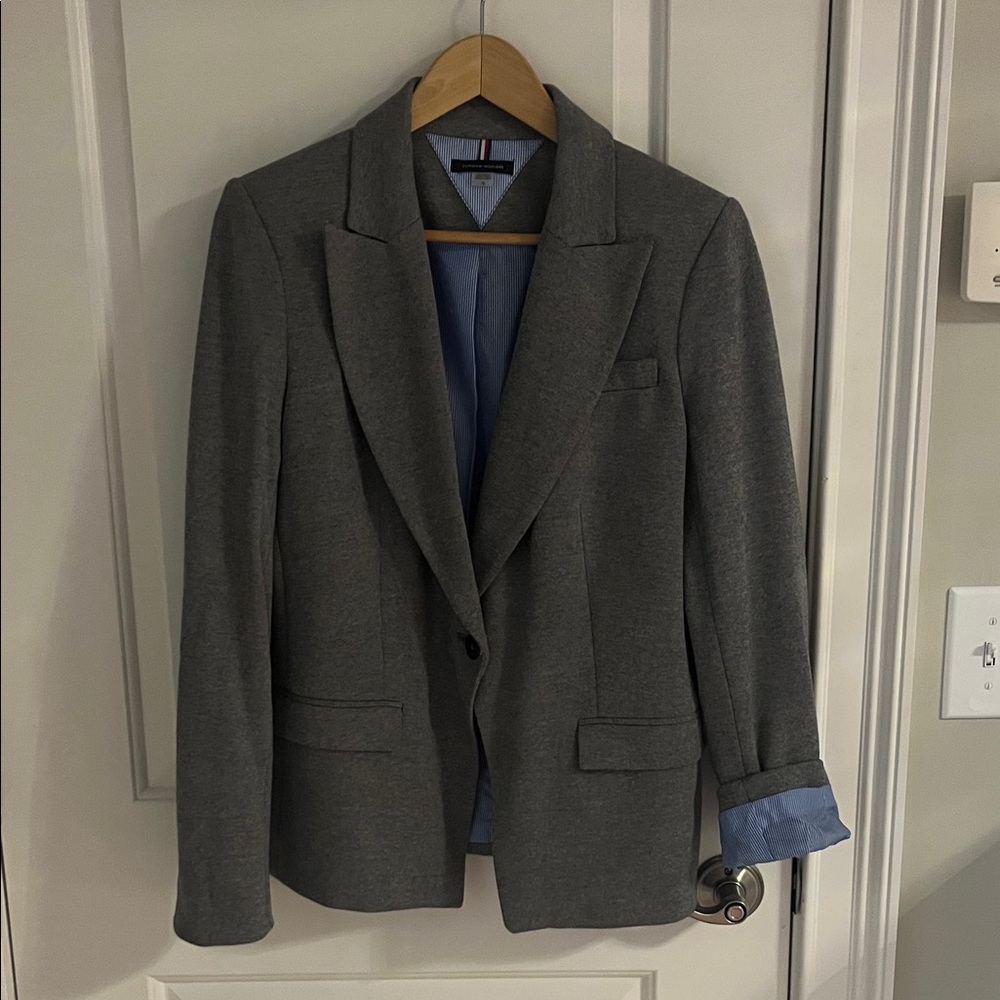 Tommy Hilfiger Blue and Gray Blazer